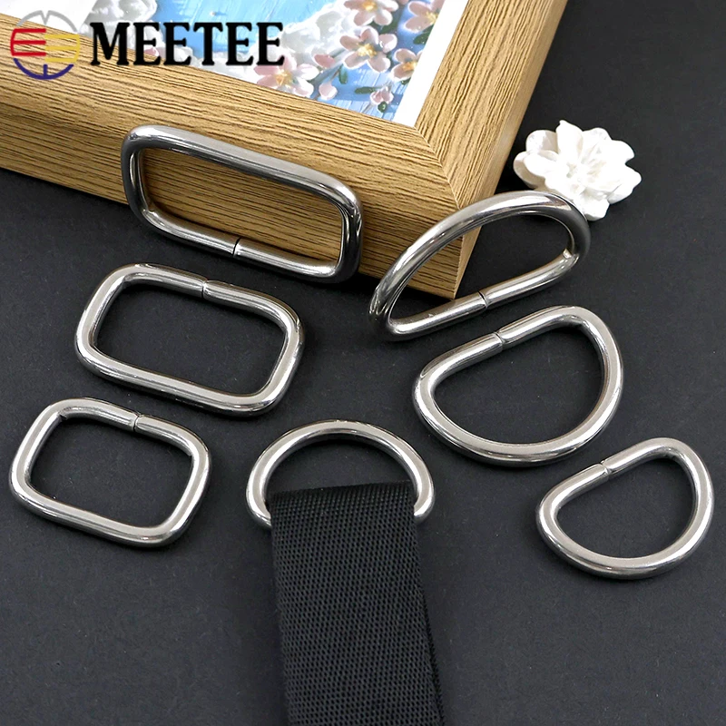 

5/10Pcs 20/25/32/38mm Stainless Steel Ring Buckles Square D Rings Clasp Bag Strap Dog Collar Carabiner Clips Webbing Loops Hook