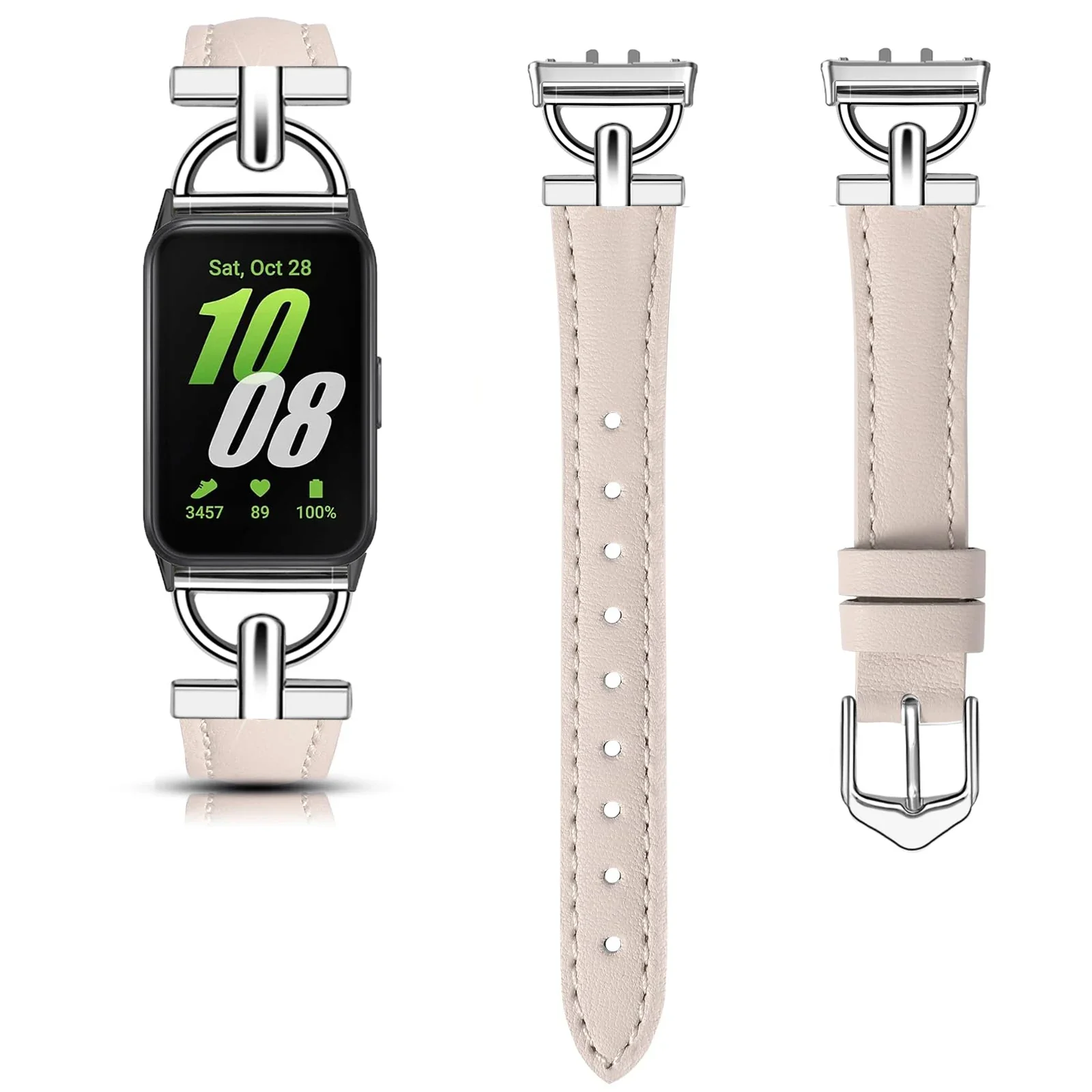 Для Samsung Galaxy Fit 3, металлический + кожаный ремешок для Samsung fit 3, аксессуары для умных часов, браслет для Galaxy Fit 3, браслет, ремень