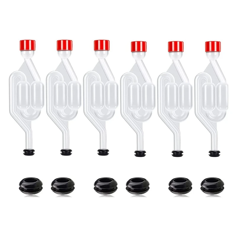 

Plastic Wine Airlock Check Valves 6 Airlocks And 12 Sealing Rings For Fermenting, Brewing, Beer, Wine, Sauerkraut