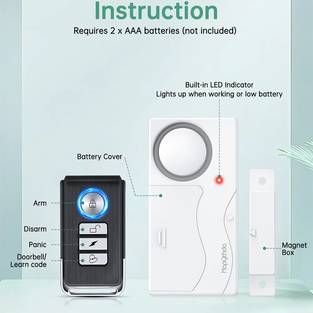 Беспроводная дверная сигнализация Electop с дистанционным управлением 105 дБ, анти-потерянное напоминание о открытии окна холодильника, домашняя охранная сигнализация