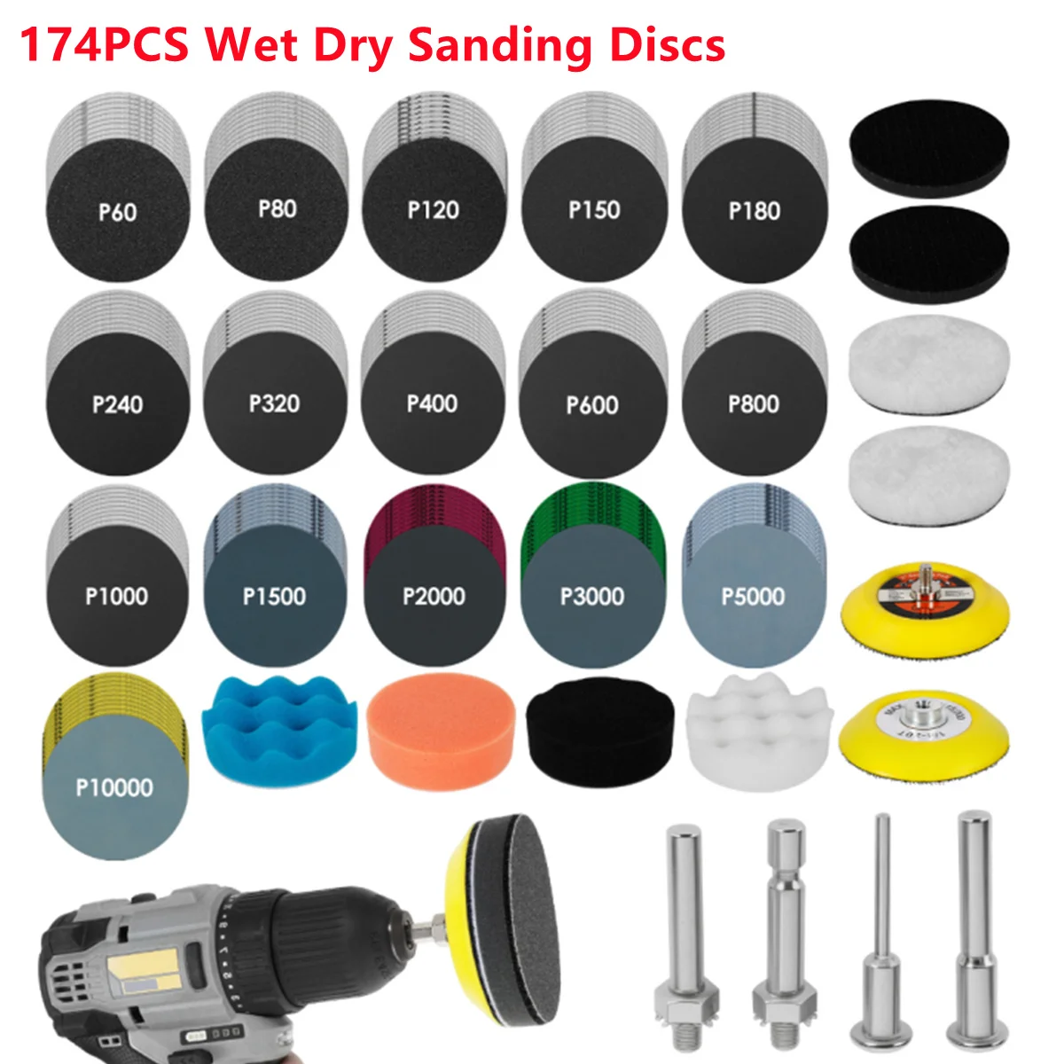 

3/5/6-дюймовый круглый лист для влажной шлифовки, наждачная бумага для сухой полировки для автомобиля, аксессуары для шлифовальной машины, шлифовальные диски, бумага