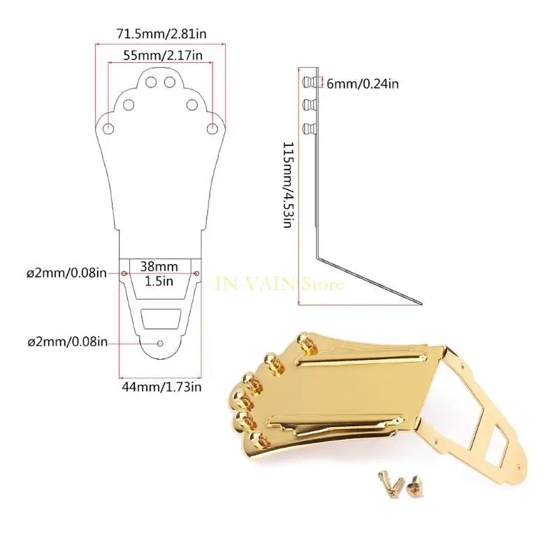 M5TC Guitar Metal Trapeze Tailpiece com parafusos montagem para guitarras elétricas Archtop