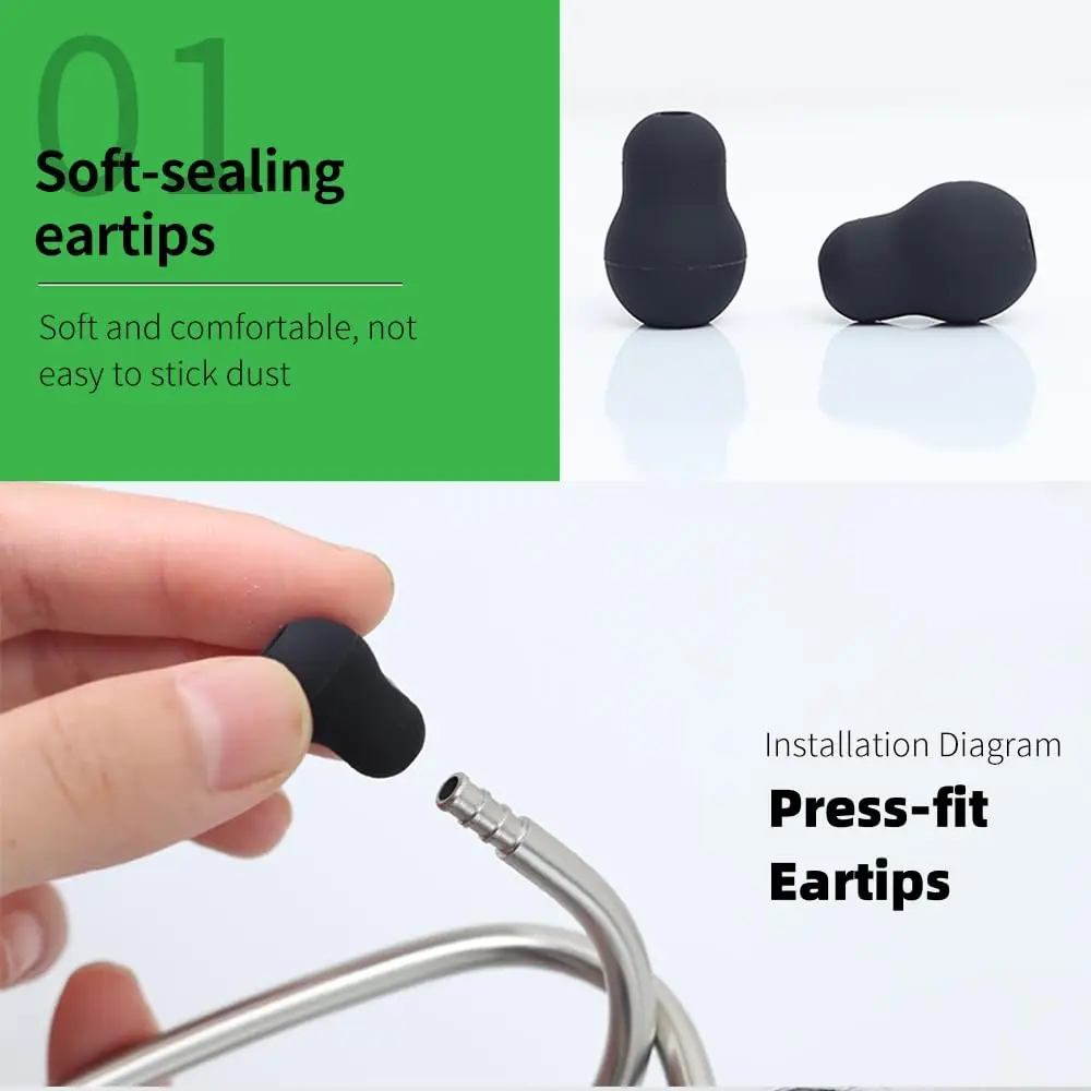 Tunable Stethoscope Spare Parts Replacement Eartips Diaphragm Rim Assembly Set Fit Littmann Classic III Cardiology IV Black A2