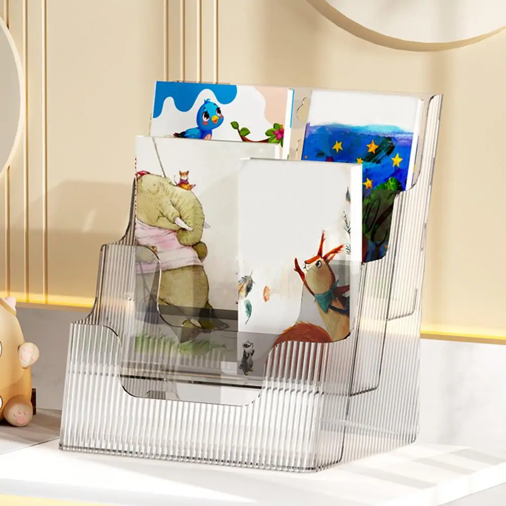 Desktop File Storage Box, 4 Layered Scrapbook Paper Bin, oco transparente, Space-Saving Case