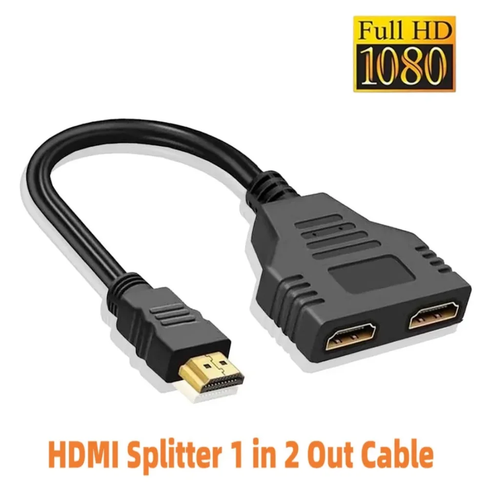 HD 1080P HDMI Splitter Dual Port 1 in 2 Out Cable Male To Female HDTV Adapter For Laptop TV Box Monitor HDMI-Compatible Splitter