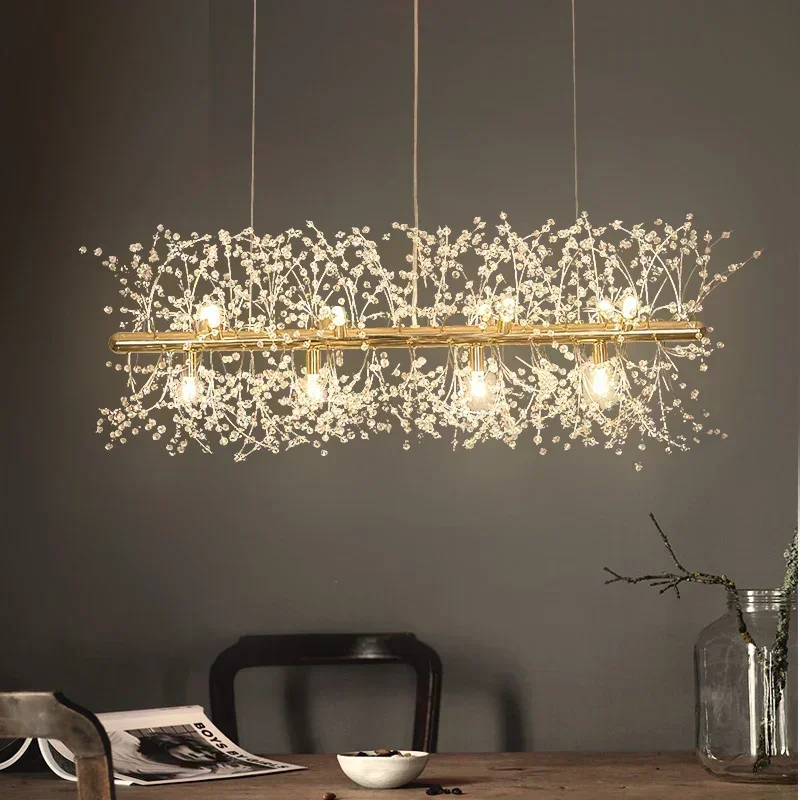 Modern Nordic Decorative Hanging Crystal Bulb Dandelion Living Dining Room Home Decoration Led Chandeliers Pendant Lights Luxury