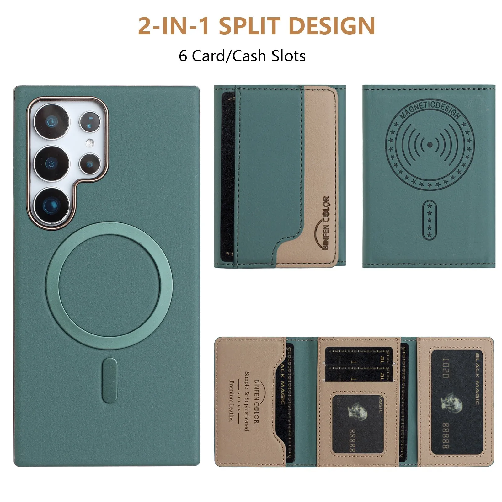 Flip RFID Magnetic Phone Case Leather Wallet Card Pocket Slots For Samsung Galaxy S25 Ultra S24 S23 S22 S21 Plus Hard Cover