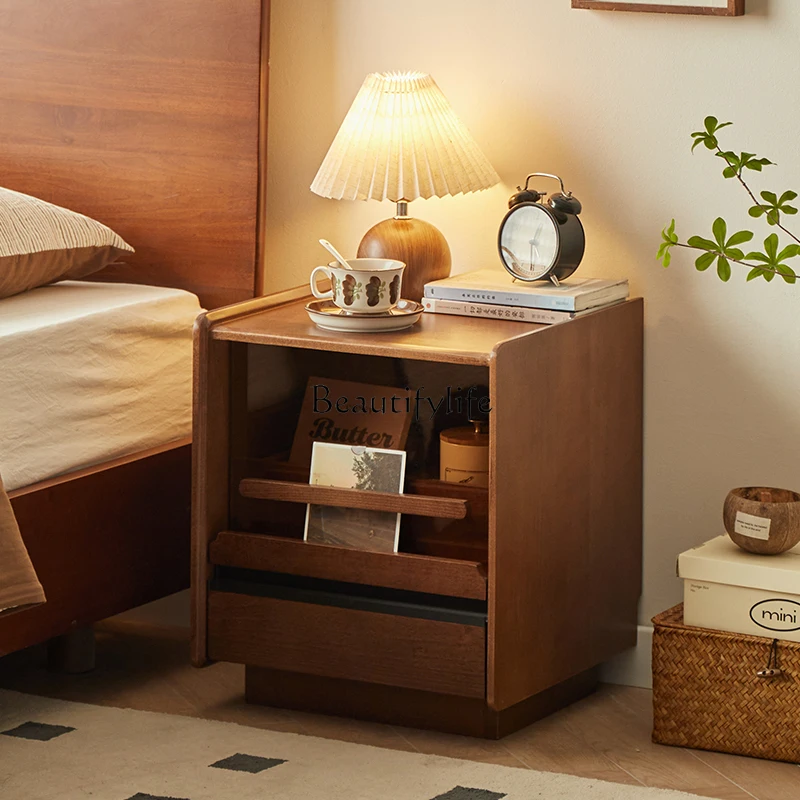 Solid Wood Bedside Table Modern Minimalist Household Type Ultra Narrow Bedside Storage Cabinet