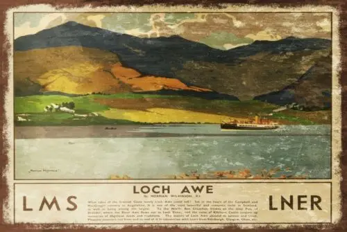 Lock Awe LMS LNER Rail Travel Advert Vintage Look Retro Style Metal Sign Plaque