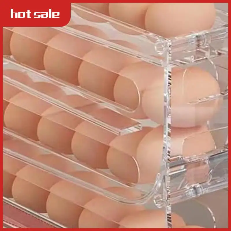 

A50M-2Pcs 4 Tiers Egg Holder For Fridge, Automatic Scrolling Dispenser Egg Rack Holder, Storage 30 Egg For Fridge, Kitchen