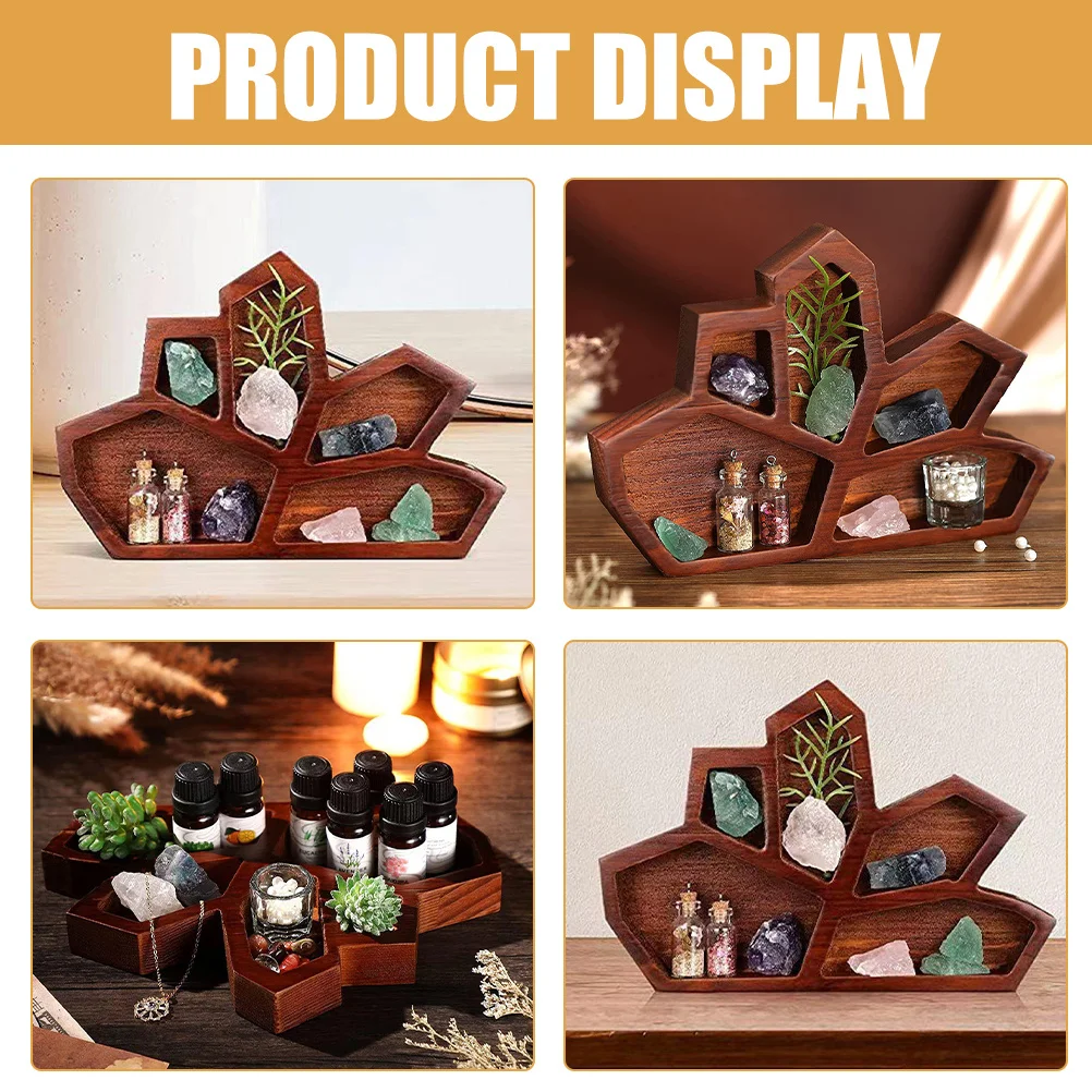 Wooden Crystal Tray Crystal Holder Decorative Display Plate Jewelry Storage Organizer Natural Wood Texture Bracelet Necklace - Image 5