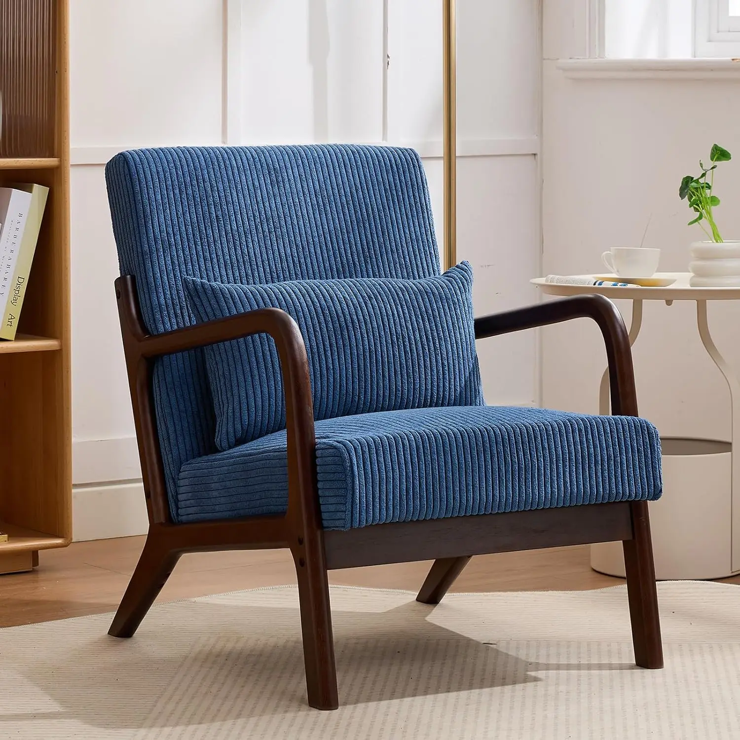 

Кресло в стиле Mid-Century Modern из вельвета, кресло для гостиной с поясничной подушкой, кресло для чтения в стиле бохо, на заказ