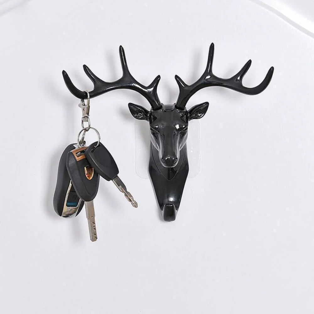 Deer horn hook Nordic wall key decoration traceless small hook creative personality deer head storage rack wall key wall hook