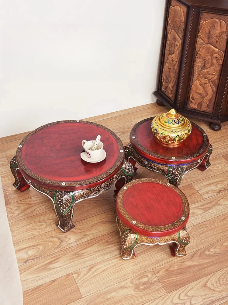 

Табурет из цельного дерева, мебель из Южной Восточной Азии, бытовая тайская стирка для ног, низкий табурет, деревянная маленькая скамейка для гостиной, круглый табурет