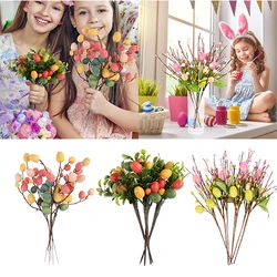 Easter Egg Tree Branch Colorful Painting Foam Egg Flower Fake Plant DIY Easter Decoration For Home Festival Party Table Supplies