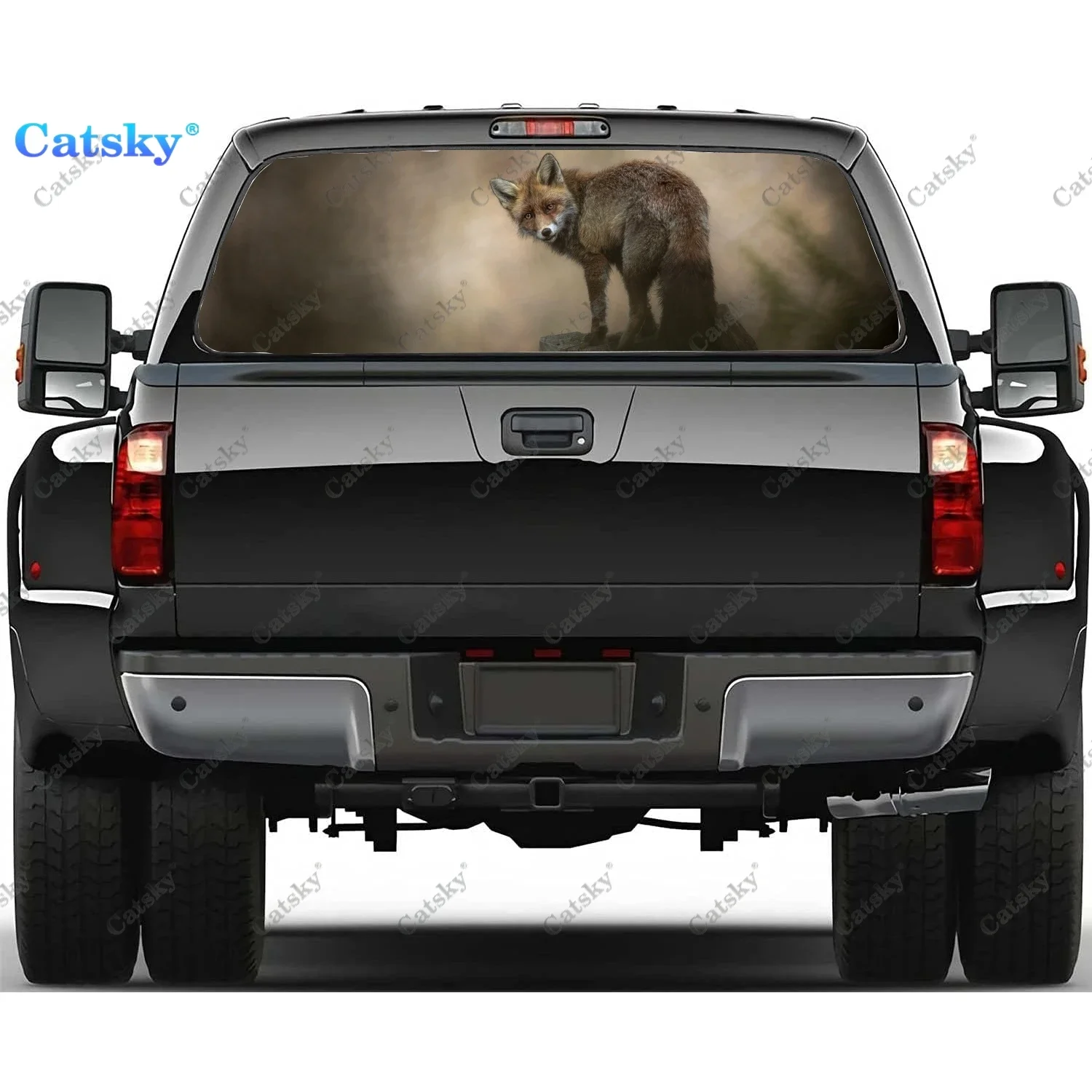 

Animal - Fox Rear Window Decals for Truck,Pickup Window Decal,Rear Window Tint Graphic Perforated Vinyl Truck Sticker