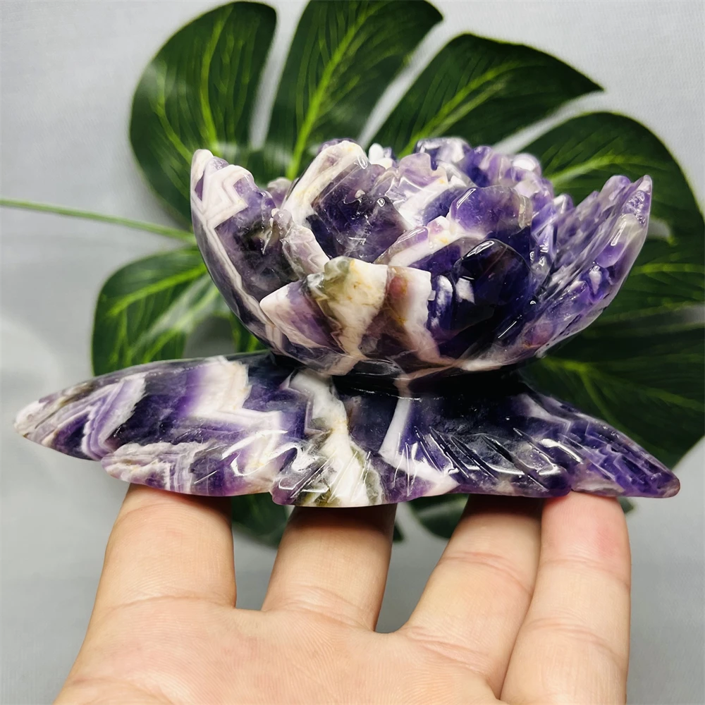 

Natural Gemstones Hand-carved Peonies Dreamy Amethyst Blue Quartz Red Quartz Oversized Flowers Home Room Decoration Festival