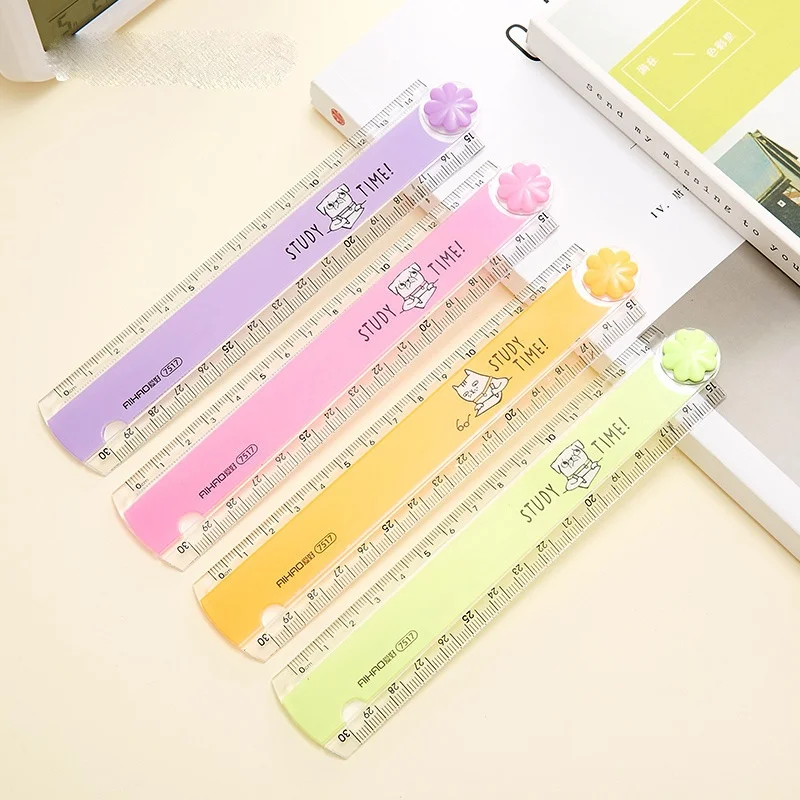 30Cm Folding Ruler Plastic Gauge Measuring Ruler Portable Student Geometry Drawing Tool School Art Supplies