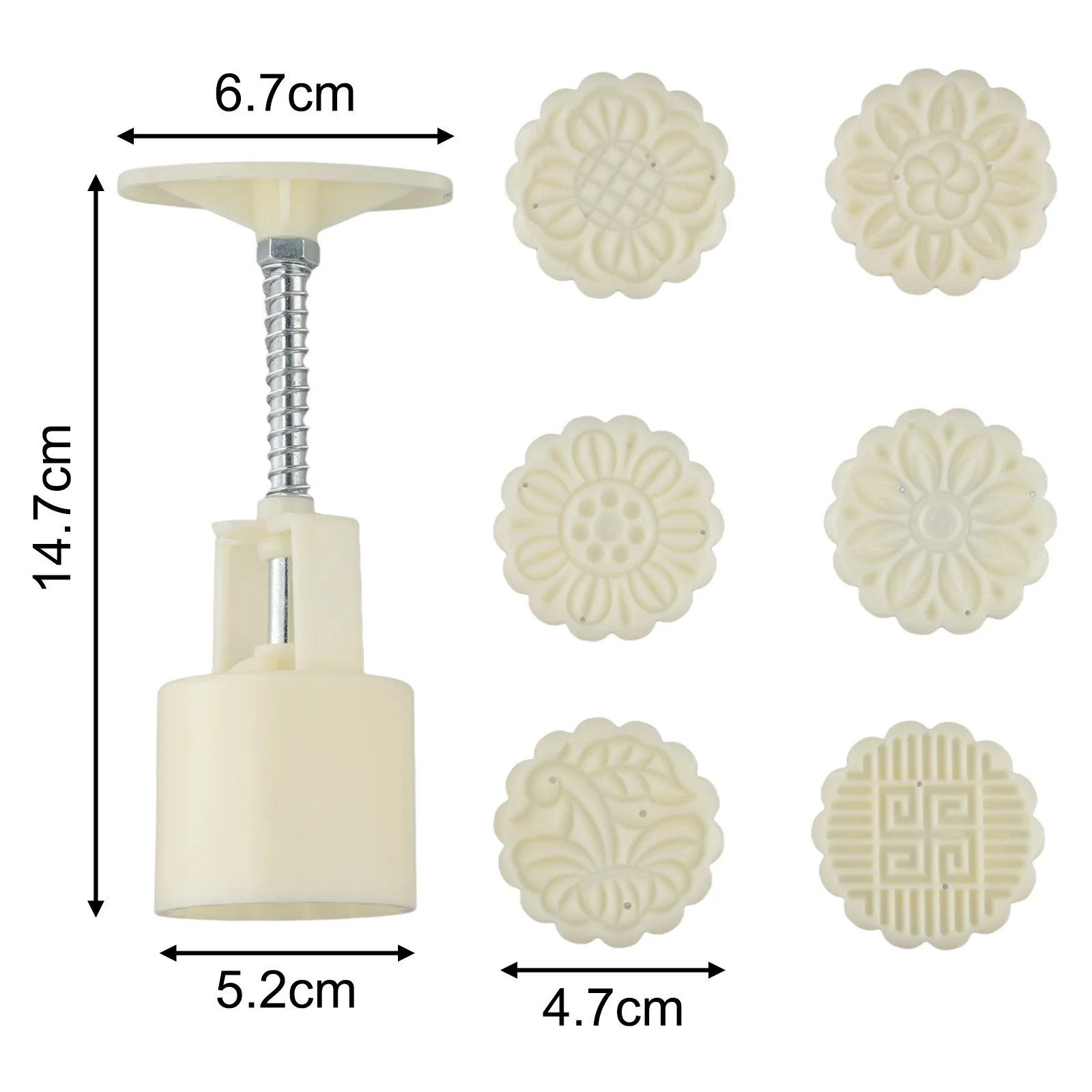 50g Mooncake Press Flower Mooncake Molds Food-safe Materials High-quality ABS Six Different Stamps Home Baking