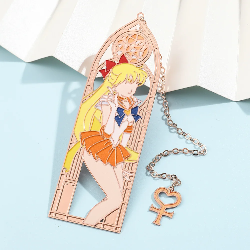 Anime Sailor Moon Metal Bookmark Hollow Bronzing Bookmark for Book Club Reader Writers Book Lovers Students - view 3