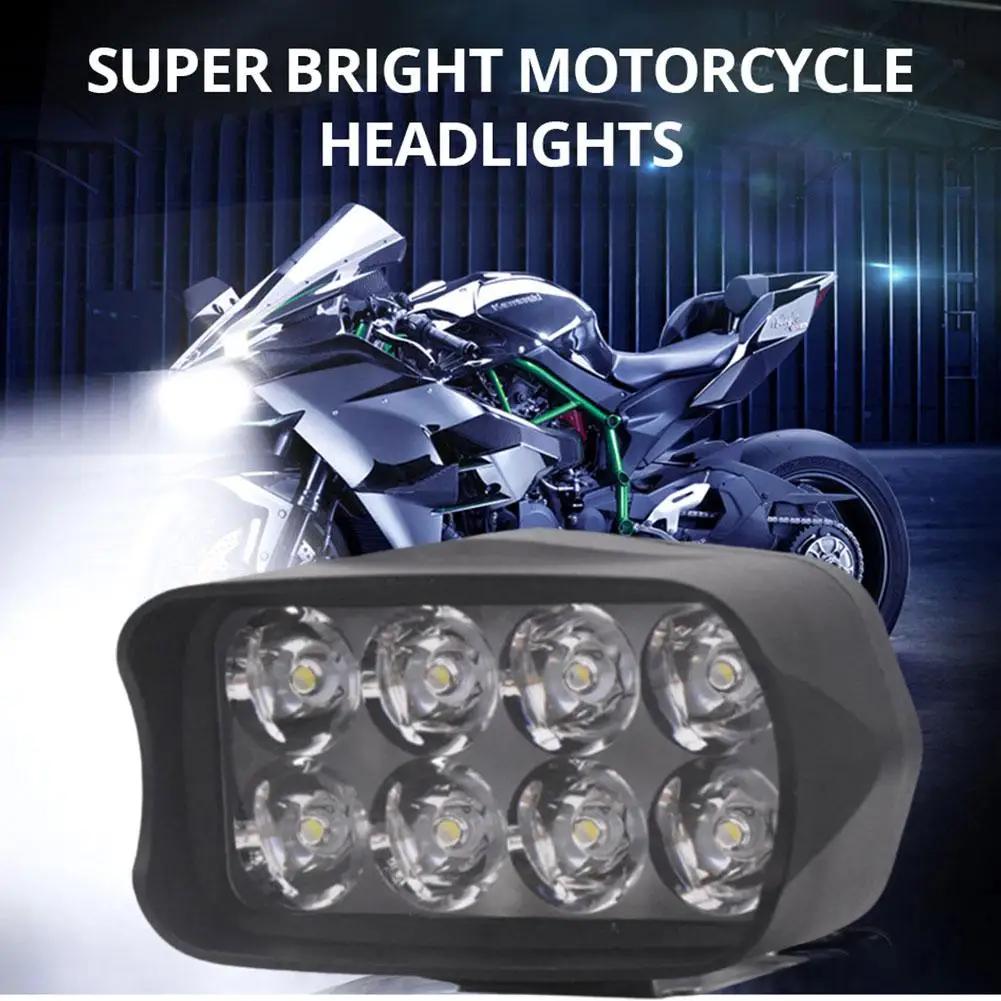 Motorcycle Headlight 8 LED Driving Lights Waterproof Fog External Headlight Light Accessories Auxiliary Spotlight Scooter Q2I7