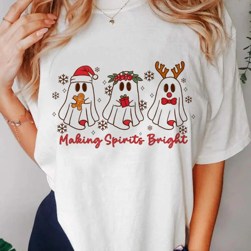 

Christmas New Style 90s Cute Printed O-Neck Women's Fashion T-Shirt Casual Women's New Year Clothing Pattern Harajuku Style T-Sh