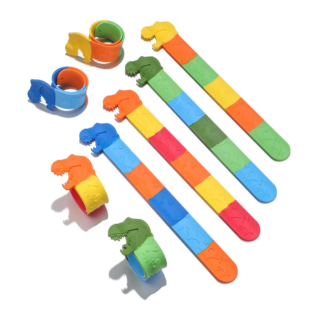 

Colorful Dinosaur Style Children Wristband Kids Boys Girls Flexible Wrap Slap Bracelet Animal Enfant Bangle Gift Favors