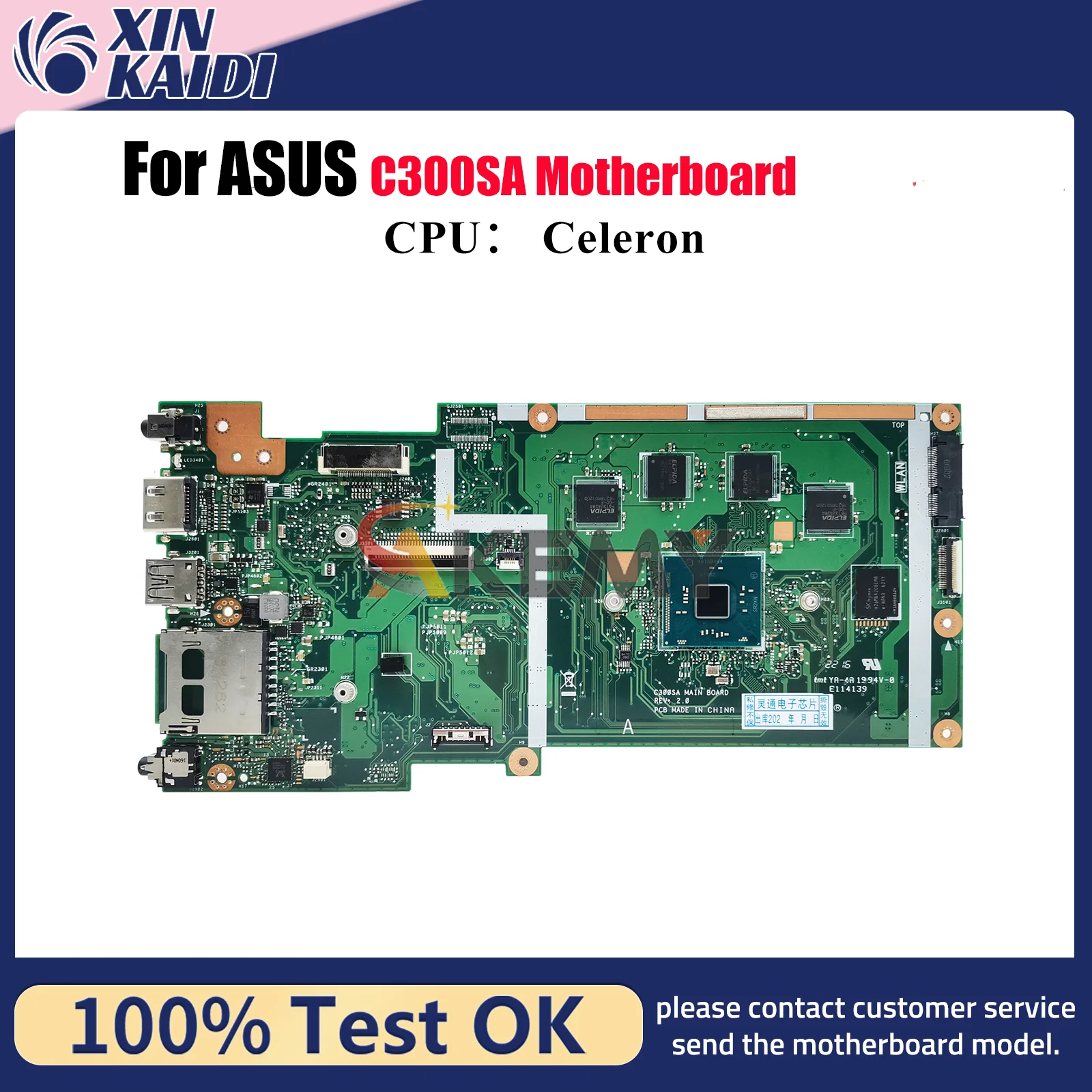 

Материнская плата C300SA для ноутбука ASUS Chromebook C300SA C300S, материнская плата для ноутбука с процессором Celeron, 100% тестирование, ОК, быстрая доставка, stk