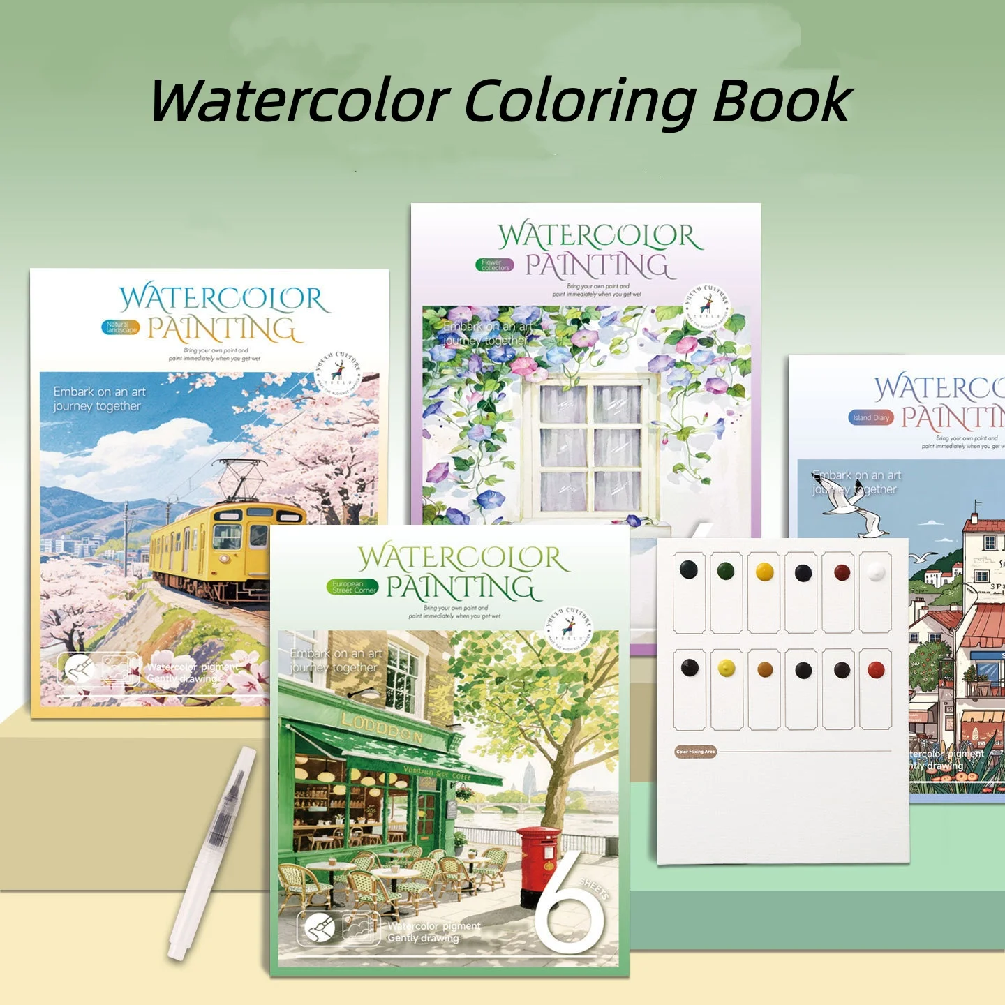 

Creative Watercolor Coloring Book with 12 Paints - Stress Relief Drawing & Doodle Art Pad for Kids Painting & Relaxation