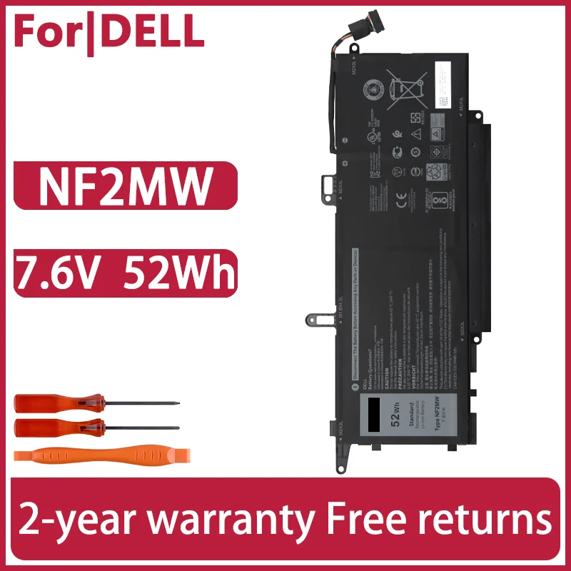 

NF2MW 7146W Laptop battery For Dell inspiron 7400 Latitude 7400 2-in-1 7270 E7260 latitude 9410 52Wh 78Wh