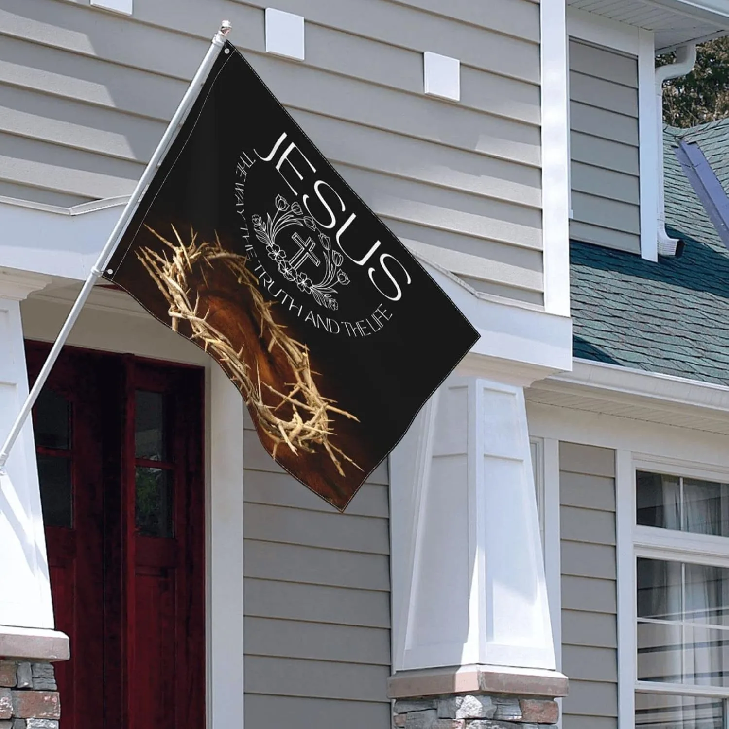 Jesus The Way The Truth And The Life Flag Christian Religious Symbol Christ Cross Banner