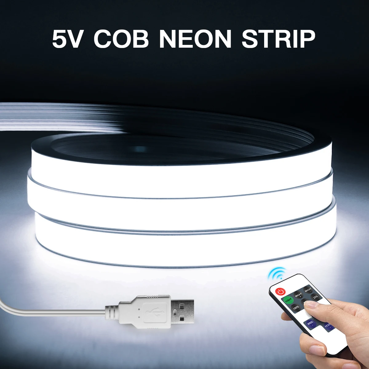 

USB 5V LED Neon Light Strip With RF Remote Control Silicone Tube Dimmable Light Room Decoration Kitchen Lights Lighting 1/2/3/5M