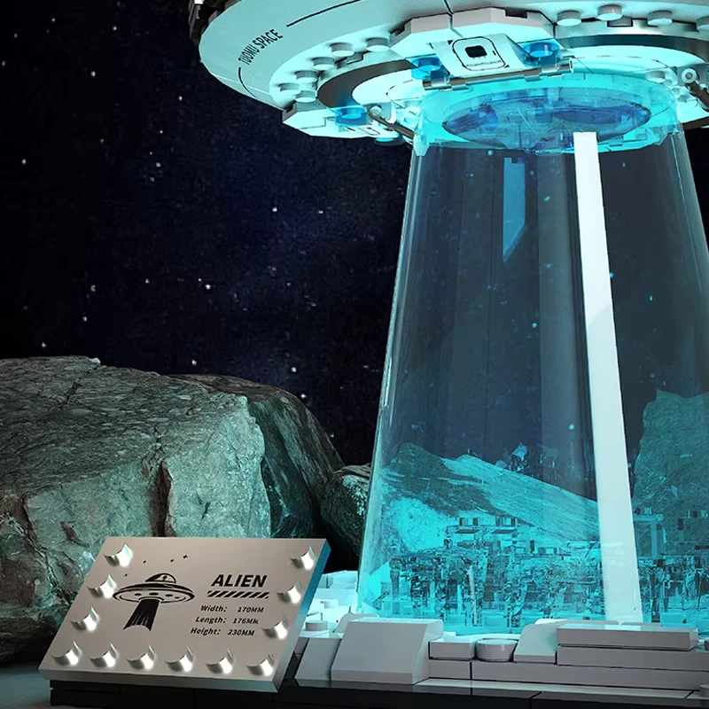 Ruimte UFO Ruimtevaartuig Bouwstenen Marsmannetjes Vliegende Schotel Model ToySci-Fi Movie Series Bricks Set Ornament Collectibles Geschenken