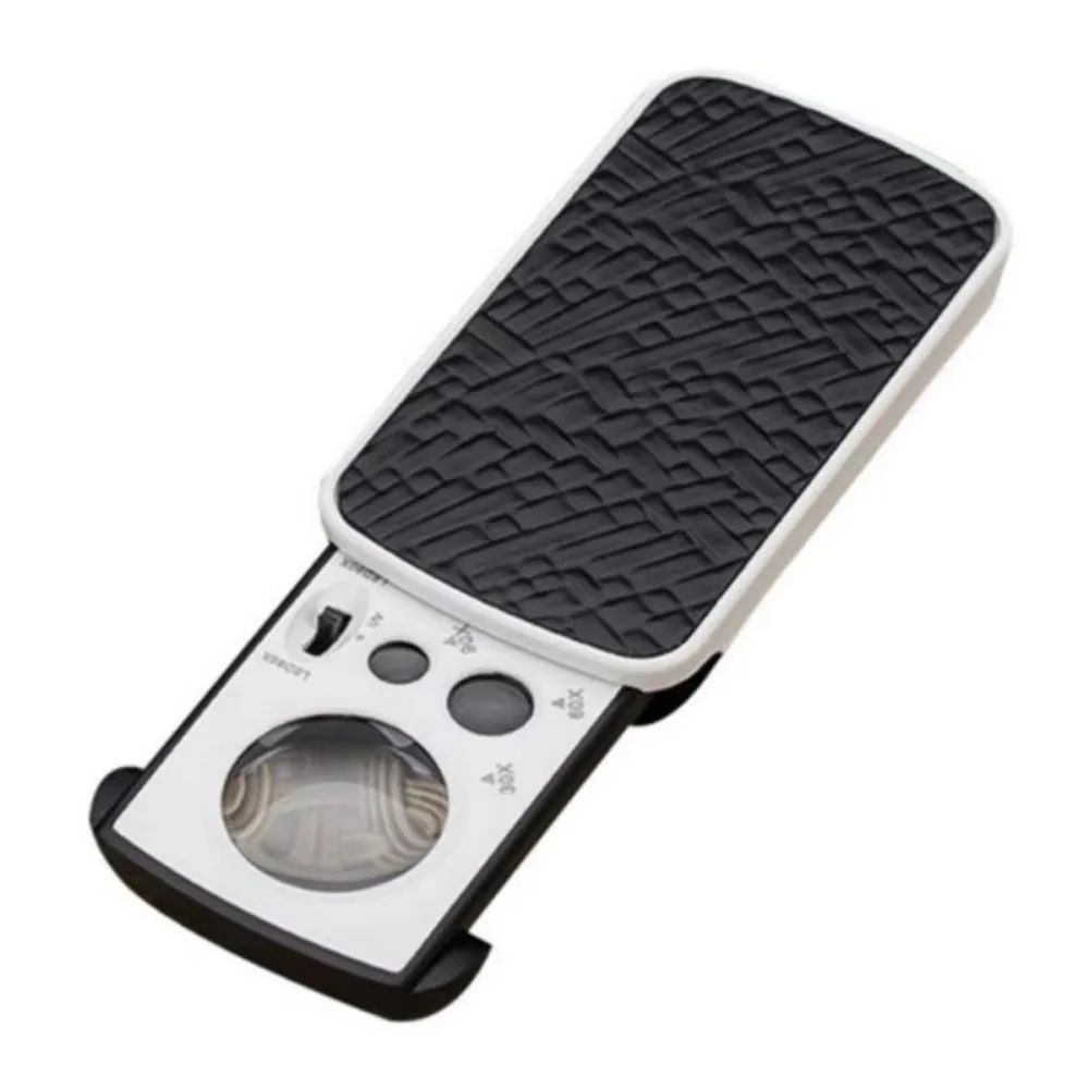 30X 60X 90X Mini Magnifying Glass LED UV Light Slide Out Handheld Jewelry Loupe Portable Battery Powered Jewelers Eye Loupe Gems