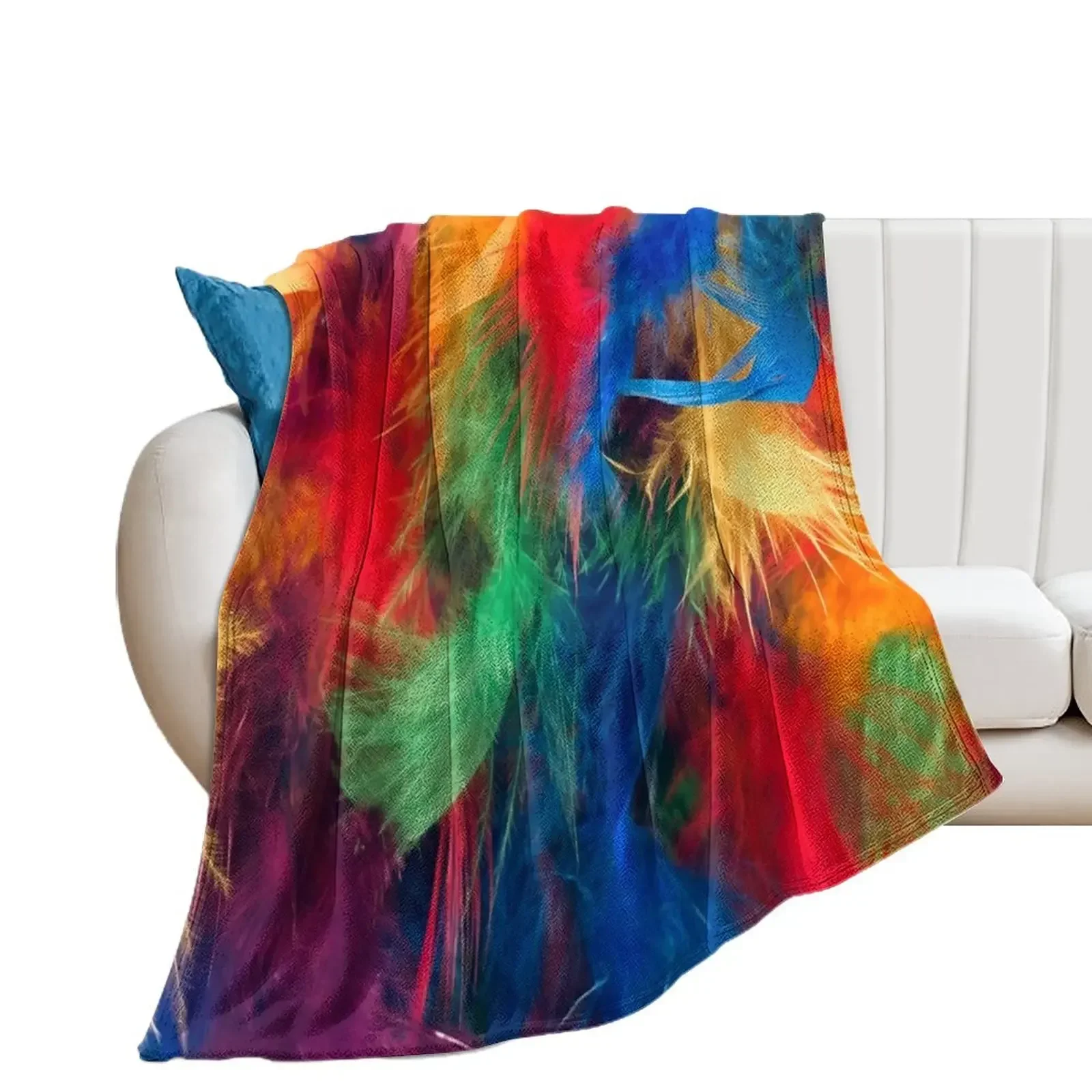 

Feathers Carnival colors by Iritof Throw Blanket Summer Vintage Softest Single Blankets