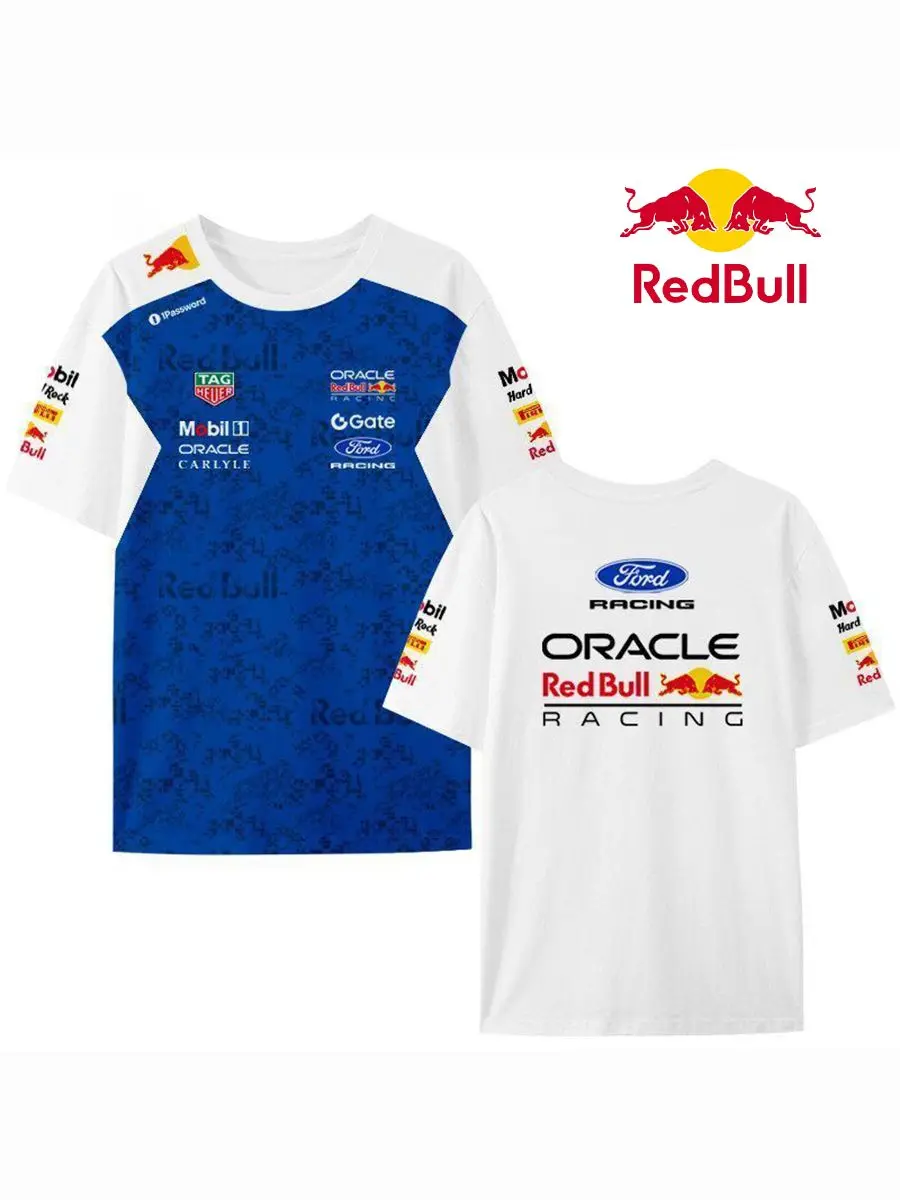 26-27 Adult Child Sport Quick-Drying Red Bull F1 Racing T-shirt Men Women Breathable Formula 1 Short Sleeve Family T-shirt