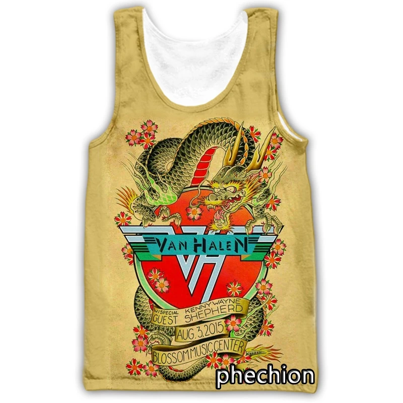 

phechion New Fashion Men/Women Van Halen Band 3D Printed Sleeveless Vest Streetwear Men Loose Sporting Tank Top A233