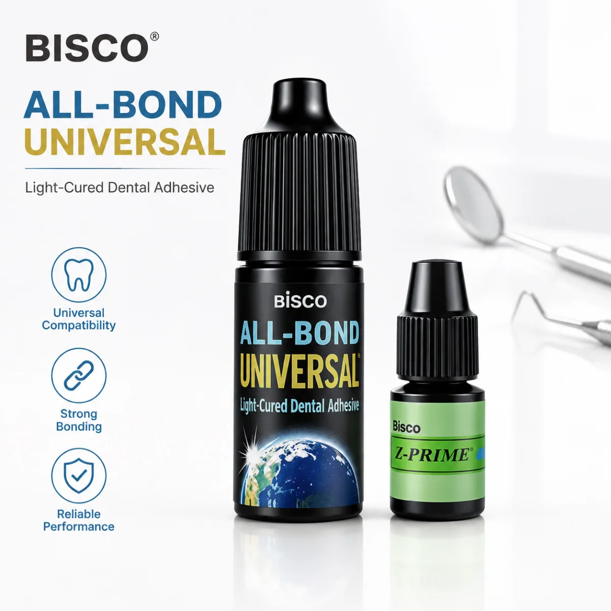 5/10Pcs Dental BISCO 8th All-Bond Universal  Light-Cured Adhesive /Zirconia Alumina Metal Primer Nursing Treatment Material