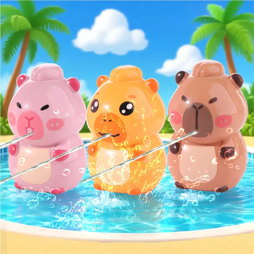 3pcs/set Cartoon Capybara Water Spray Press Type Small Capybara Bath Portable Long Range Capybara Water Fighting Beach