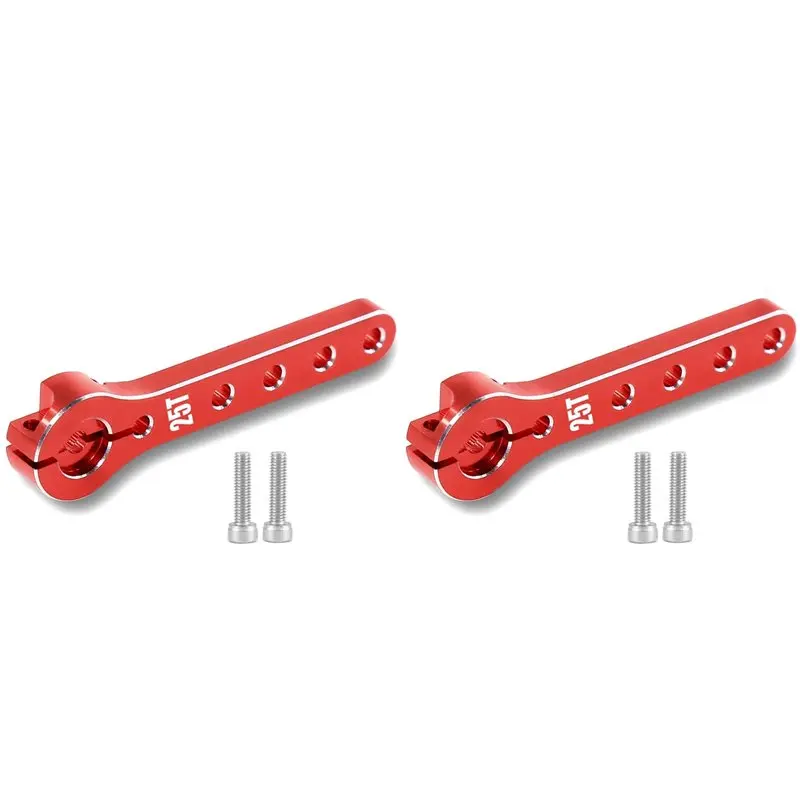 【PUBLICITY】2X Metal 25T Steering Servo Horn For 1/10 RC Crawler Axial Scx10 Trx4 Trx-6 Parts Red