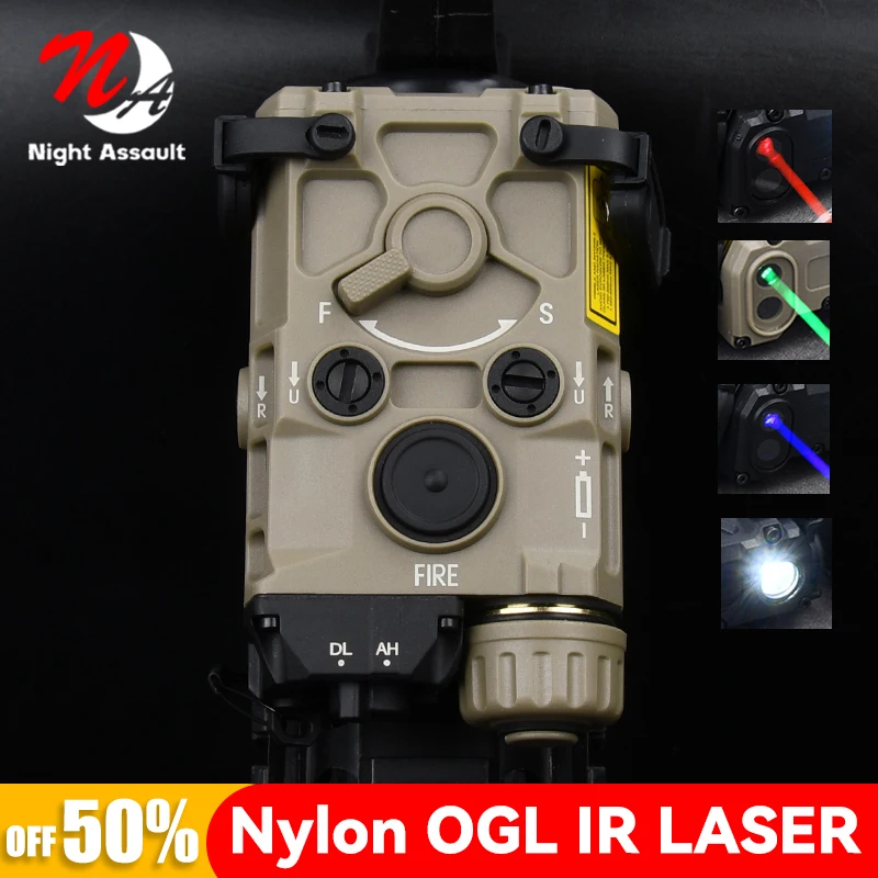 

Tactical OGL Nylon Red Dot Green Blue IR Laser LED Strobe Flashlight Airsoft Hunting Weapon M300 M600 Light Dual Control Switch