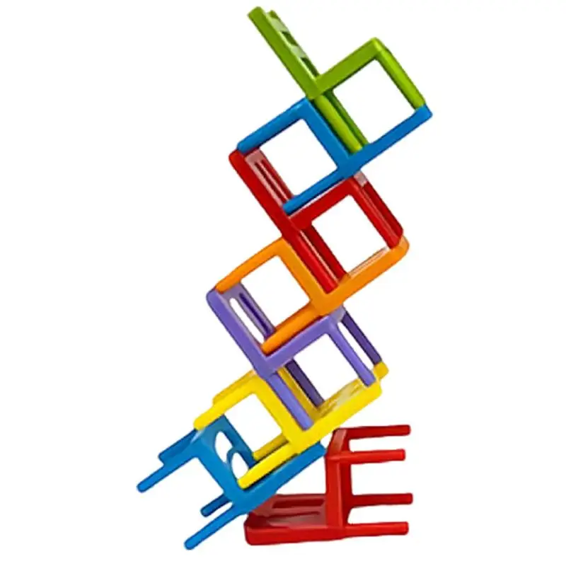 

24PCS Mini Chair Balance Blocks Toy ABS Assembly Blocks Stacking Chairs Kids Educational Family Game Balancing Training