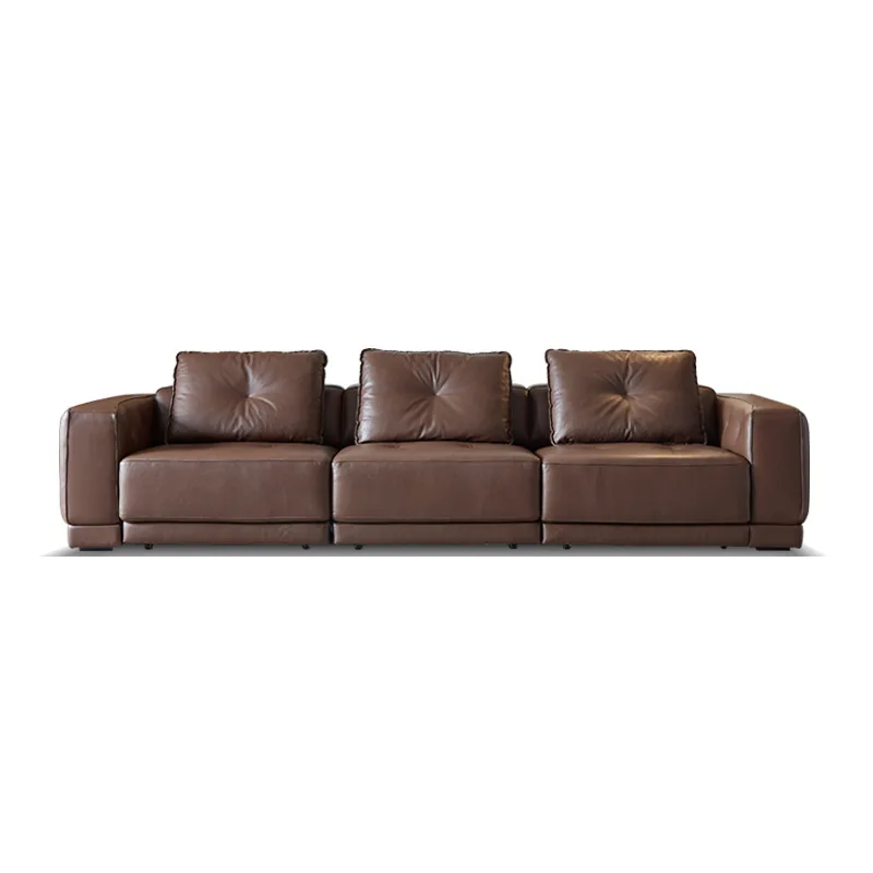 

Italian minimalist first-layer cowhide Dylan electric translation sofa multi-functional straight row high-end electric leather