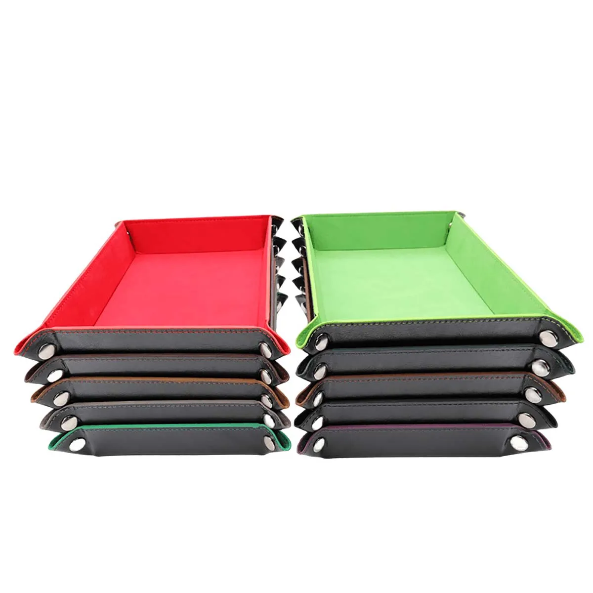 

1Pcs Dice Cup Storage Box 21.5x16cm Lint Box Red Dice Cup Four Corner Folding PU Dice Cup for D&D COC Role RPG DND Table Game