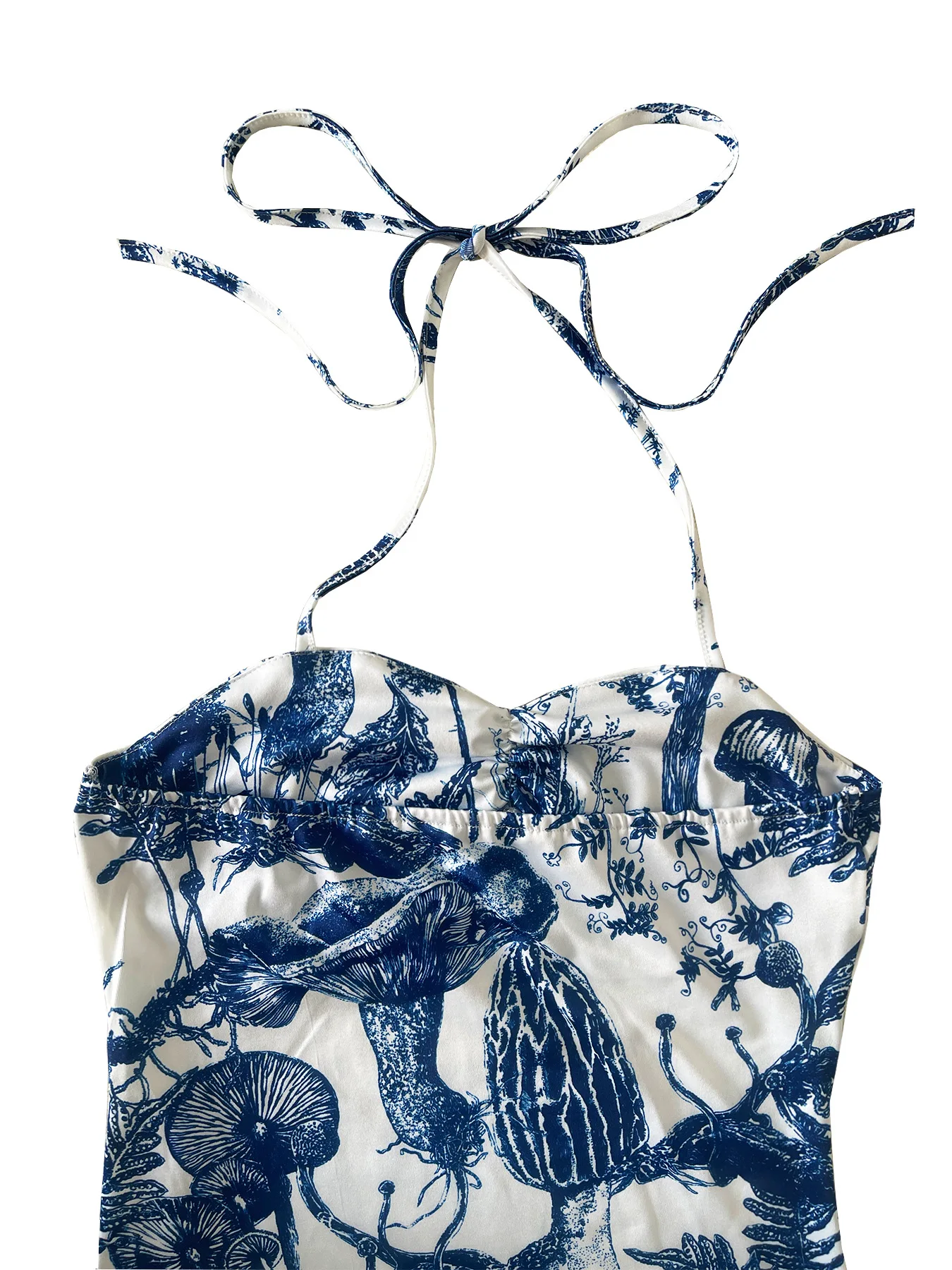 กระโปรงมินิแฟชั่นฤดูร้อนแบบผูกเอว ผ่าหน้าสูง ลายดอกเดซี่และเห็ด ทรงเข้ารูป เสื้อผ้าผู้หญิงแบบสั้น