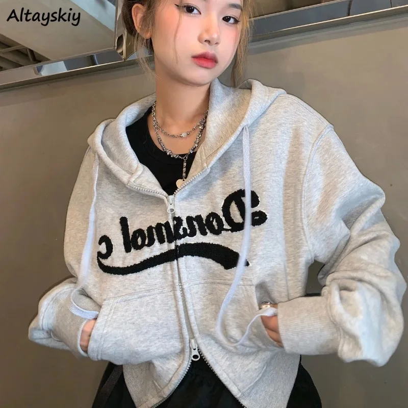 

Jackets Women American Style Long Sleeve Letter All-match High Street Chic Spring Autumn College Young Soft Fit Daily