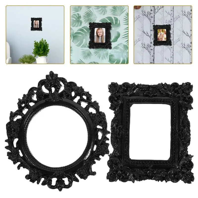 2pcs Picture Frame Posing Photo Vintage Mini Ornament Frames Decorations Creative Wall Mounted  Photo Frame Home Room Adornment