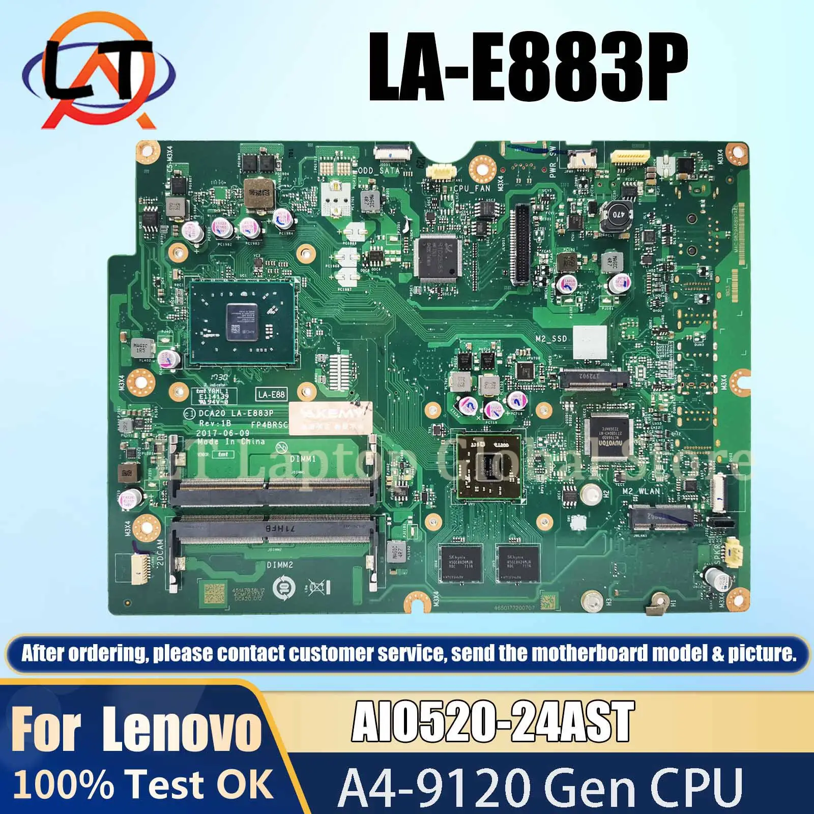 LA-E883P Mainboard For Lenovo AIO520-24AST 01LM218 01LM174 EM9010 AM9220 AM9120 AM9420 AM972P Motherboard A4-9120 CPU