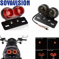 Smoke/Red 12V LED Motorcycle Tail Light Integrated Brake Turn Signal Light with License Plate Bracket For Harley Honda Yamaha