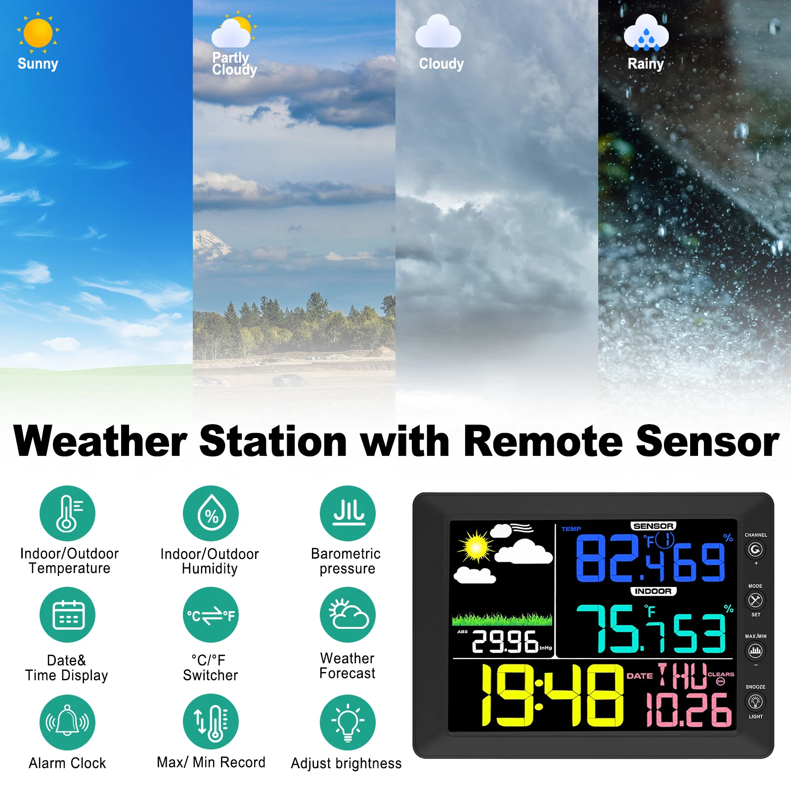 Wireless Weather Station with - Garden Weather Station ulasan dan harga